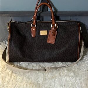 Michael Kors Black and Brown Duffel Bag
